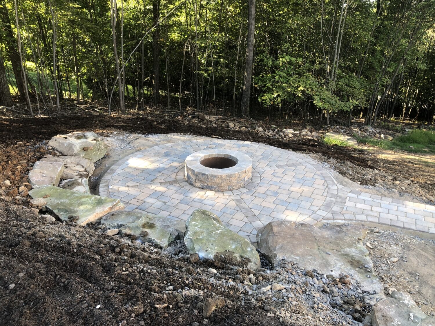 New circular stone fire pit